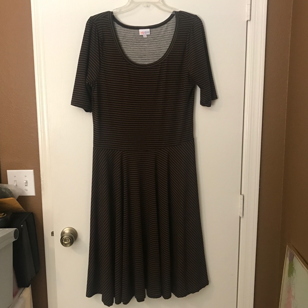 Navy and brown stripped dress